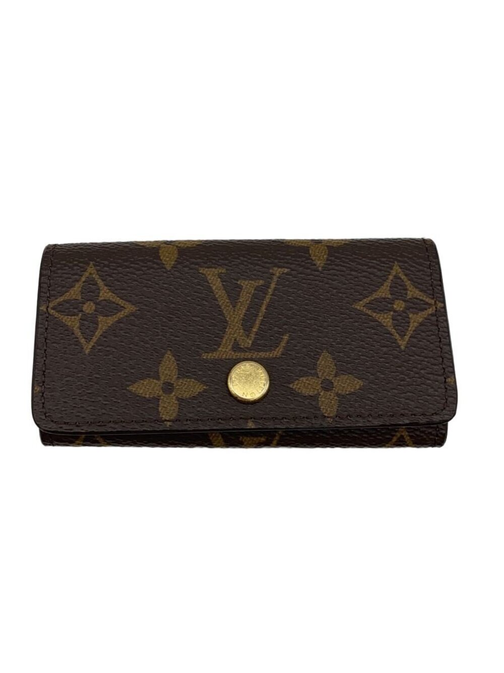 LOUIS VUITTON Key Case Wallet Leather Brown All over